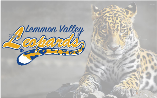 Lemmon Valley Leopards Logo with picture of leopard in the background